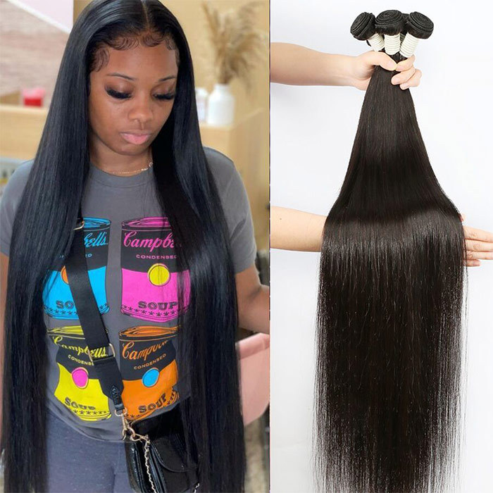 3/4 Bundles Straight 100% Unprocessed Virgin Human Hair Extensions Double Weft Sowigs Hair Natural Color