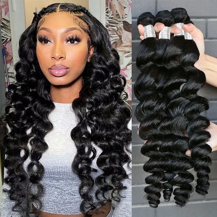3/4 Bundles Loose Wave 100% Unprocessed Virgin Human Hair Extensions Double Weft Sowigs Hair Natural Color