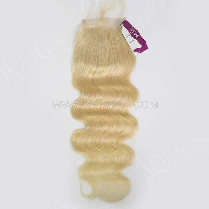 #613 Blonde 4*4 Lace Closure 100% Unprocessed Virgin Human Hair (Straight/Body wave)