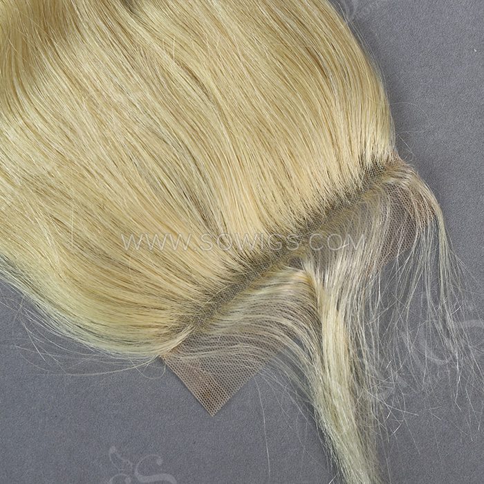 #613 Blonde 4*4 Lace Closure 100% Unprocessed Virgin Human Hair (Straight/Body wave)