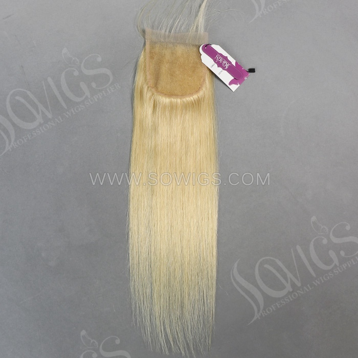 #613 Blonde 4*4 Lace Closure 100% Unprocessed Virgin Human Hair (Straight/Body wave)