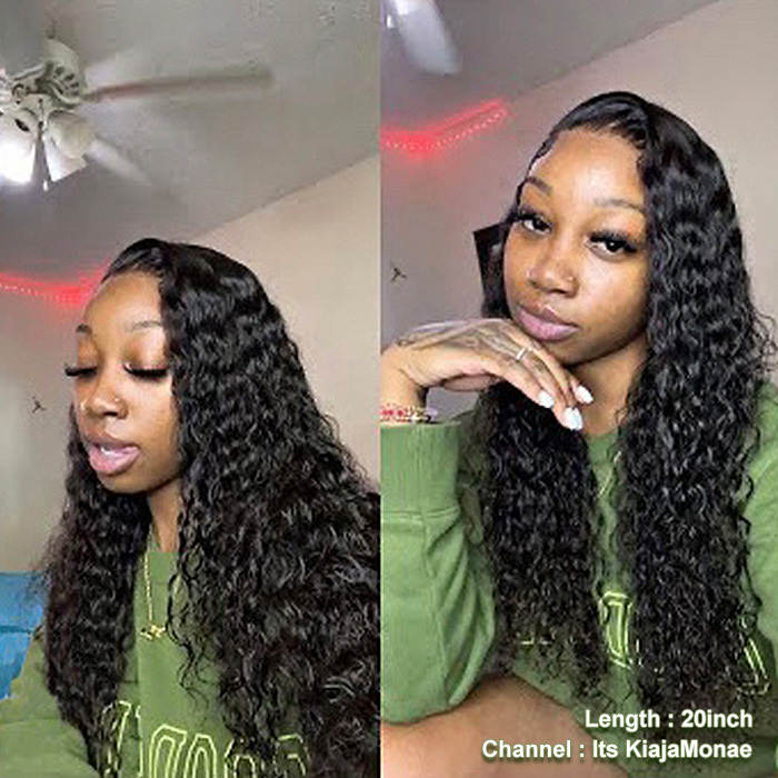 Deep Wave 13*4 Lace Front Wigs 130% Density Lace Wigs Virgin Human Hair Natural Color Natural Hairline