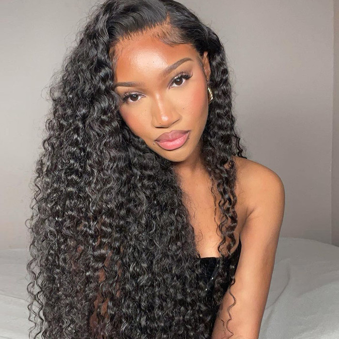 Italian Curly 13*4 Lace Front Wigs 180% Density Lace Wigs Virgin Human Hair Natural Color Natural Hairline