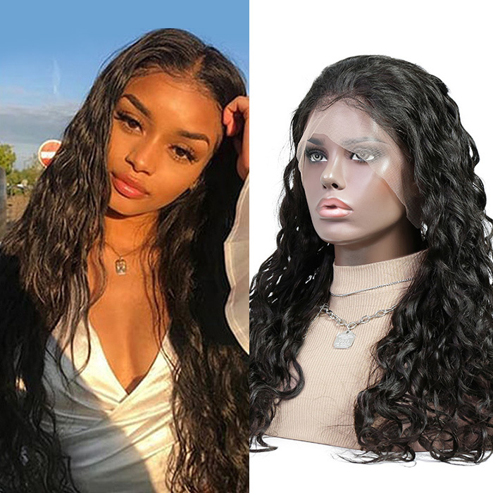 Natural Wave 13*4 Lace Front Wigs 180% Density Lace Wigs Virgin Human Hair Natural Color Natural Hairline