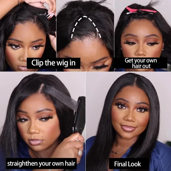 U Part Wigs V Part Wigs 300% Density Virgin Human Hair Natural Color /All hair style available