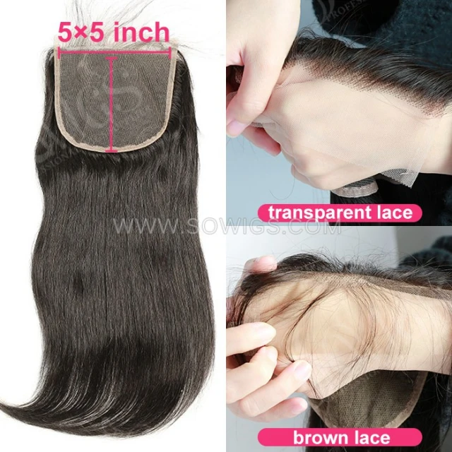 (All texture )5*5 Lace Closure 100% Unprocessed Virgin Human Hair Natural Color