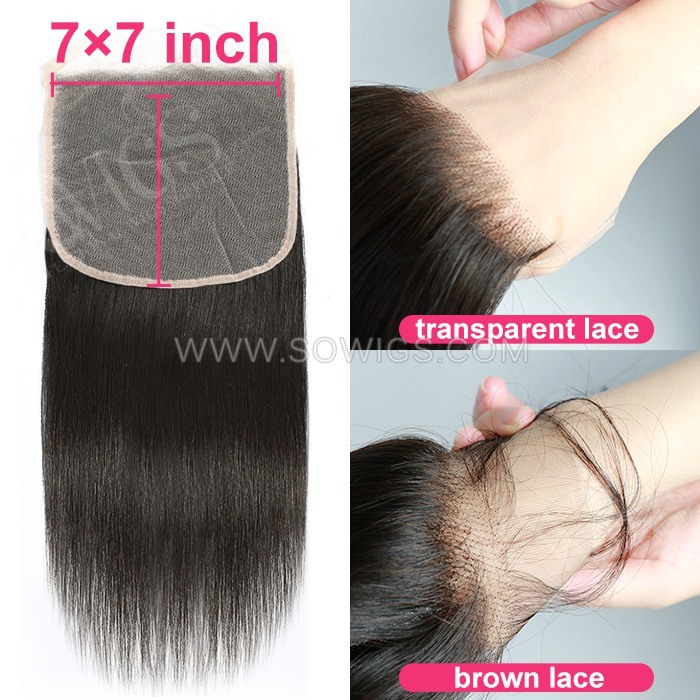 (All texture )7*7 Lace Closure 100% Unprocessed Virgin Human Hair Natural Color