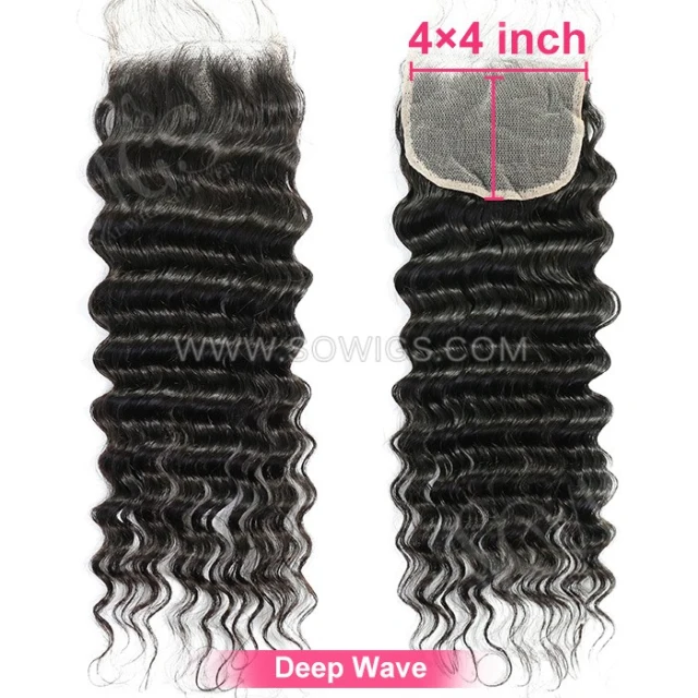 (All texture) 4*4 & 5*5 Lace Closure 100% Unprocessed Virgin Human Hair Natural Color