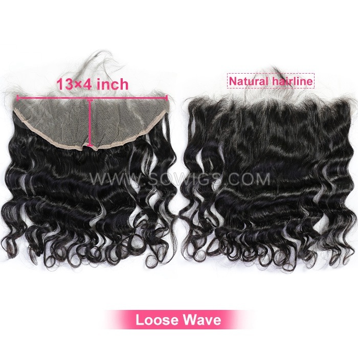 (All texture )13*4 & 13*6 Lace Frontal 100% Unprocessed Virgin Human Hair Natural Color