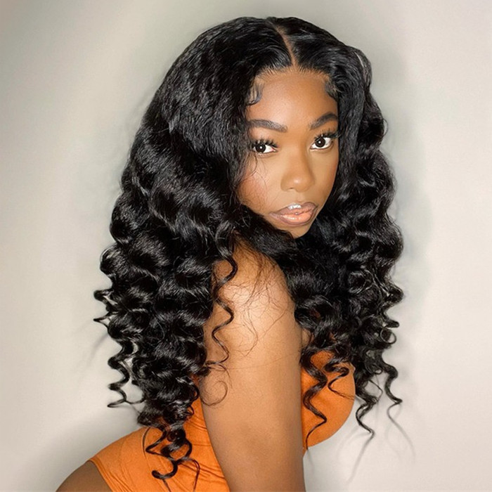 (Natural&Realistic edges)13*4 Lace Front Wigs Loose Wave 130% Density Virgin Human Hair Natural Color Natural Hairline