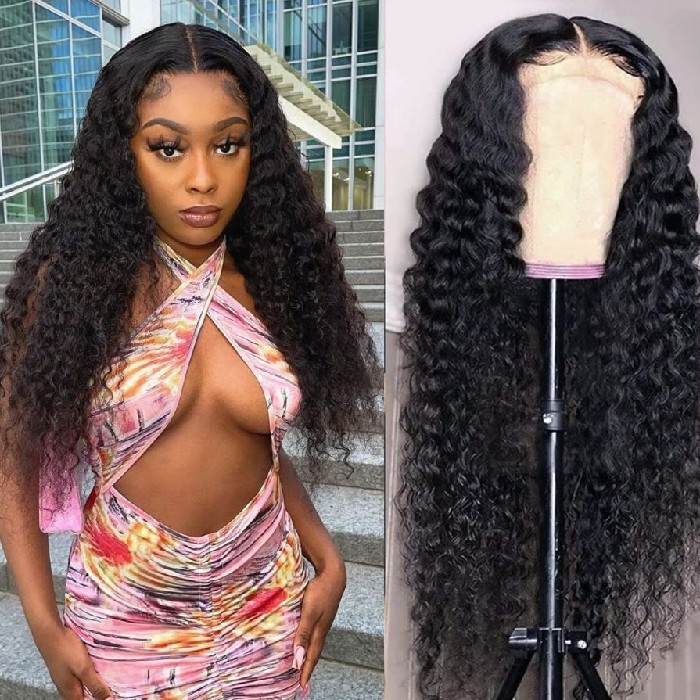 13*4 Lace Front Wigs Italian Curly 180% Density Virgin Human Hair Natural Color  Natural or Realistic edges