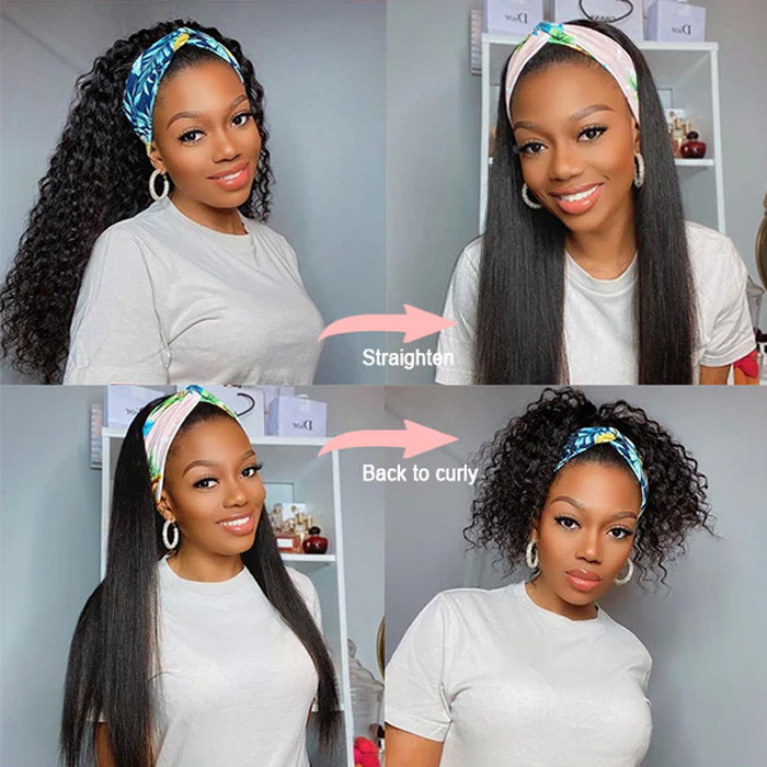 Headband Wigs Half Wigs Virgin Human Hair Natural Color (Send 2 Free headband)