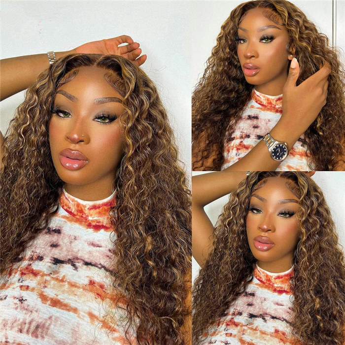 P4/27 Hightlighted Color 13*4 Lace Front Wigs 180% Density Lace Wigs Virgin Human Hair Natural Hairline