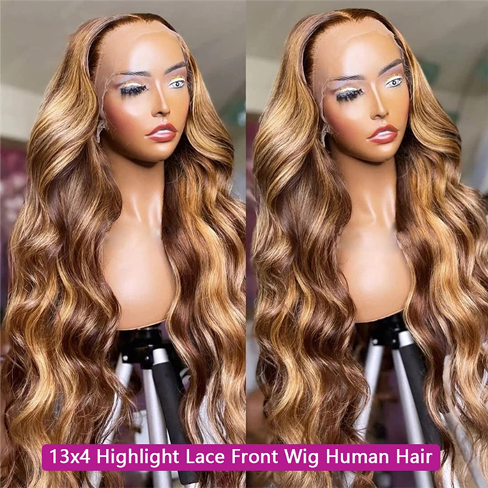 Hightlighted Color P4/27 13*4 Lace Front Wigs Lace Wigs Virgin Human Hair Natural Hairline