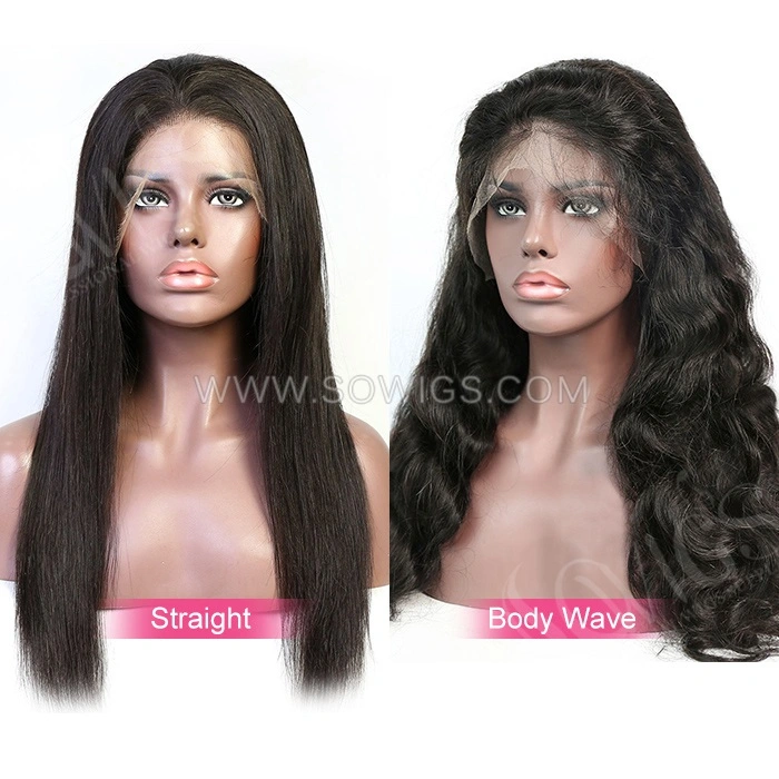 HD Undetectable Lace 13x4 Wigs Full Frontal 150% and 200% Density Lace Wigs Pre Plucked Virgin Human Hair Natural Color