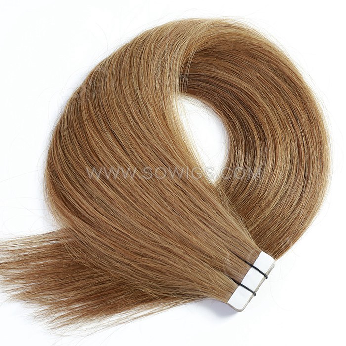 Color 6 Straight Tape ins Tape hair Extension 20pcs 50gram/pack 100% Human Hair Weaves