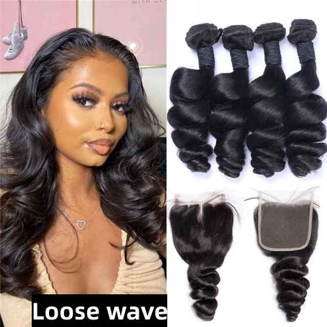 12a Grade 3 Bundle With Lace Closure Free Part Factory Price Various Style 100% unprocessed Virgin Human Hair Extension Natural Color