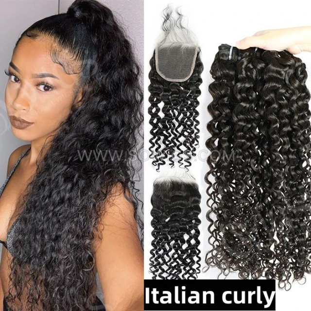 9a Grade 3 Bundle With Lace Closure Free Part Factory Price Various Style 100% unprocessed Virgin Human Hair Extension Natural Color