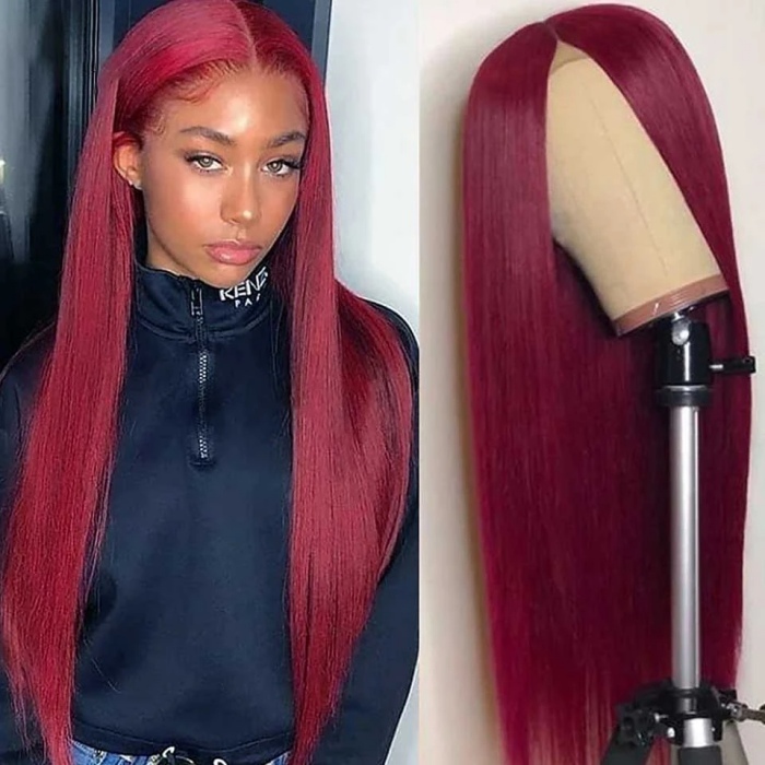 Color 99J# 13*4 Lace Front Wigs Lace Wigs Virgin Human Hair Natural Hairline