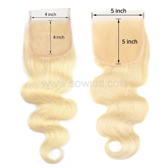 4*4 or 5*5 Lace Closure 100% Unprocessed Virgin Human Hair Blonde Color 613#