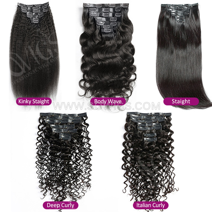14inch-30inch Seamless Clip Ins Invisible Clip Hair Extension 7pcs 120gram / Pack Natural Color