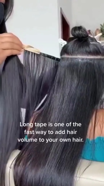 Long Tape Hair Extension 100gram/PackNatural Color 100% Human Hair Weaves