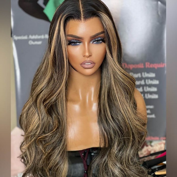 Pre Cut Wear To Go Wig -  Balayage Highlight Glueless 5x5 HD Swiss Lace Closure Wigs 150% 200% Density 100% Unprocessed Human Hair Wigs