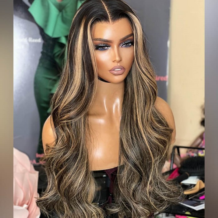 Pre Cut Wear To Go Wig -  Balayage Highlight Glueless 5x5 HD Swiss Lace Closure Wigs 150% 200% Density 100% Unprocessed Human Hair Wigs