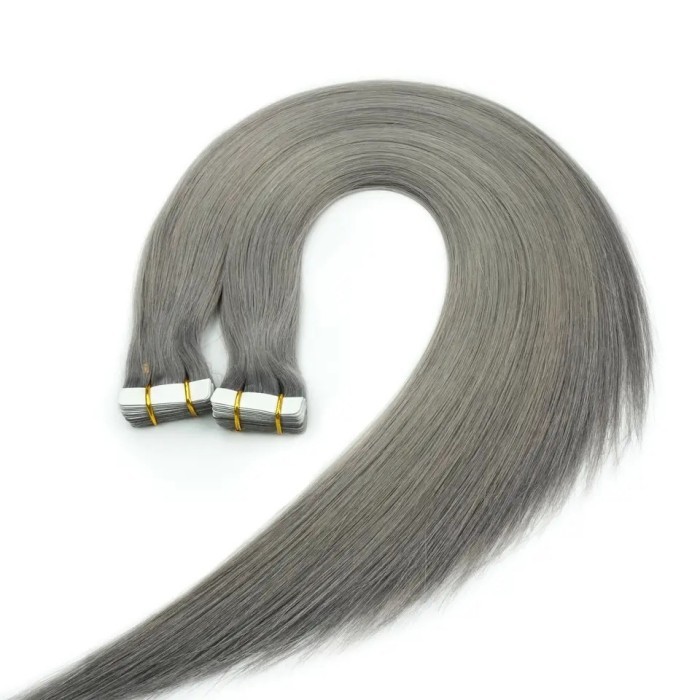 Color Grey# Tape hair Extension 20pcs 50gram/pack  100% Human Hair Weaves