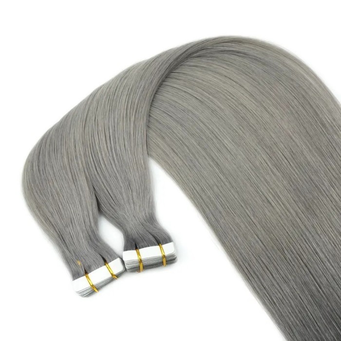 Color Grey# Tape hair Extension 20pcs 50gram/pack  100% Human Hair Weaves