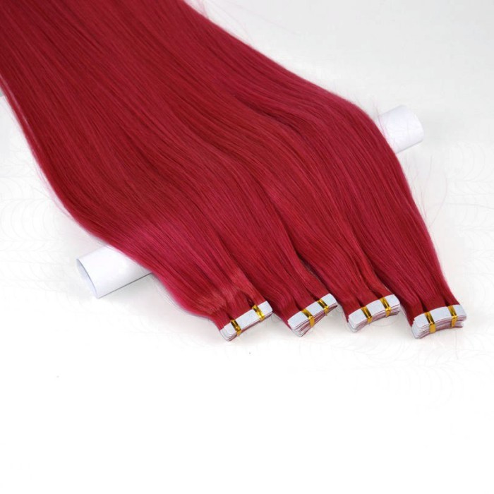 Color Red# Tape hair Extension 20pcs 50gram/pack  100% Human Hair Weaves