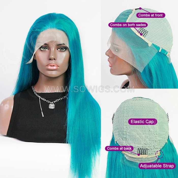 Rainbow Color 13*4 Transparent Lace Front Wigs 150% Density Lace Wigs Virgin Human Hair Natural Hairline