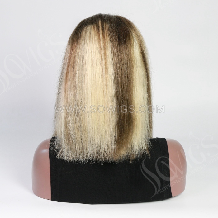 Higlight 4/613 Color 613 Straight Hair Bob Wigs 13*4 Lace Front Wigs 150% Density Virgin Human Hair Natural Hairline