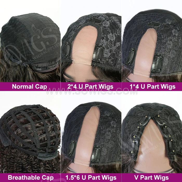 12-40inch U Part Wigs V Part Wigs 150% /200% /300% Density Deep Curly 100% Unprocessed Virgin Human Hair Natural Color