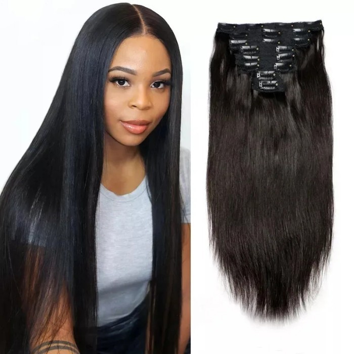 120G 8Pcs/Sets Clip In Hair Extensions Human Hair 12 to 30 Inch Remy Straight Hair Natural Black Color For Women