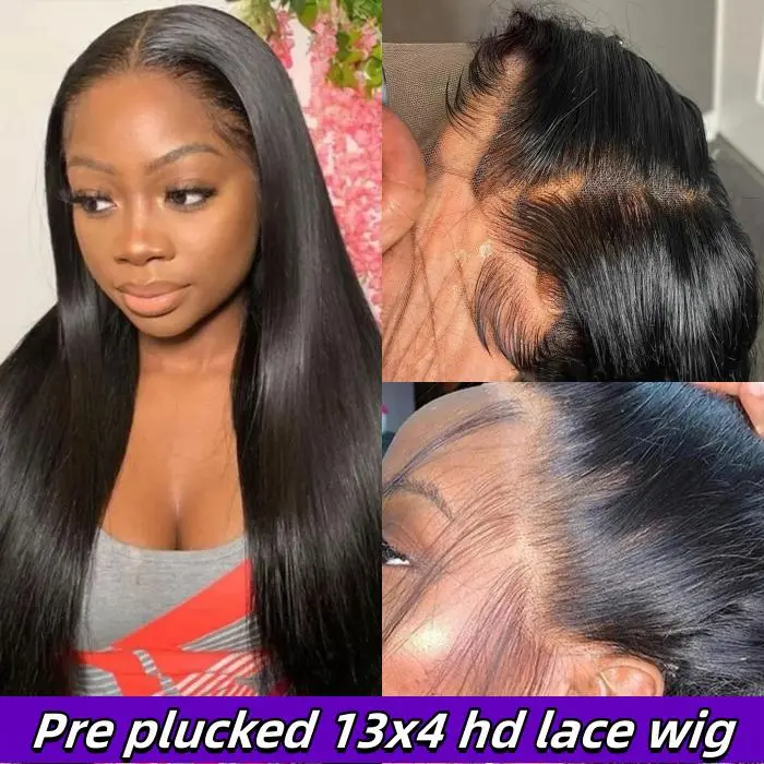 【11 hairstyle】13x4 Full Frontal HD Lace Wigs Glueless Wear Go Lace Wigs 150% 200% Density 100% Virgin Human Hair Natural Color