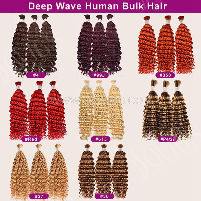 Water Wave 100% Human Hair Color Braiding Hair Bulk No Weft For Bohomia Braiding Adding Hair Length 100g