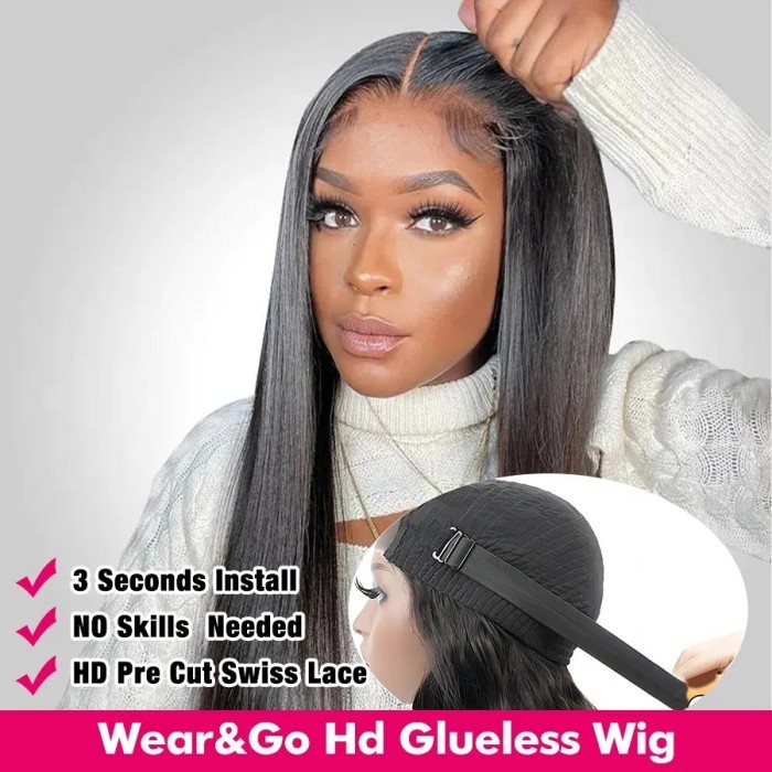 【3D Dome Cap】5x5 HD Lace Closure Wigs Glueless Wear Go Lace Wigs 150% 200% Density 100% Unprocessed Human Hair Wigs