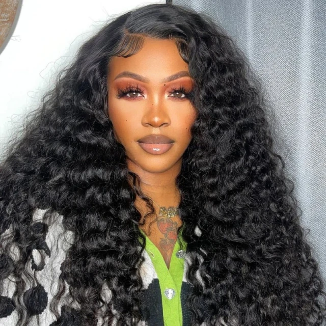 Deep Wave U Part Wigs V Part Wigs 130% & 300% Density 100% Unprocessed Virgin Human Hair Natural Color