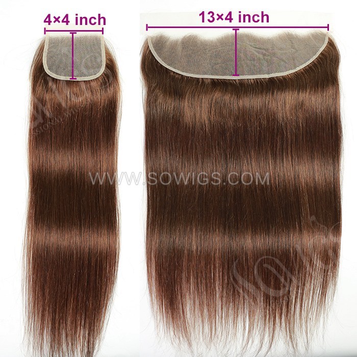 Color 4# Size 4*4 Lace Closure/13*4 Lace Frontals  Premium grade 100% Unprocessed Virgin Human Hair