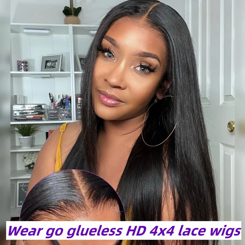 【11 hairstyle】4x4 HD Lace Closure Wigs Glueless Wear Go Lace Wigs 150% 200% Density 100% Unprocessed Human Hair Wigs