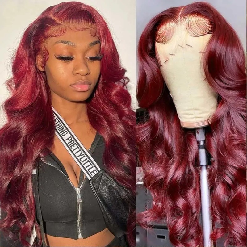 【11 hairstyle】Color 99J# 13*4 Lace Front Wigs 150% /200% Density Lace Wigs Virgin Human Hair Natural Hairline