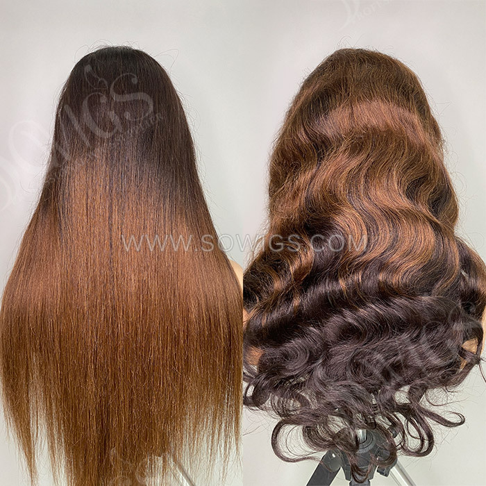 Bogo Buy One Get One Free 13*4 Lace Front Wigs 180% Density 100% Unprocessed Virgin Human Hair Wigs Natural Color
