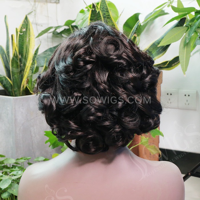 Short Bob Wigs 4x4 Lace Closure 200% Density Virgin Human Hair Natural Hairline BR-23041#