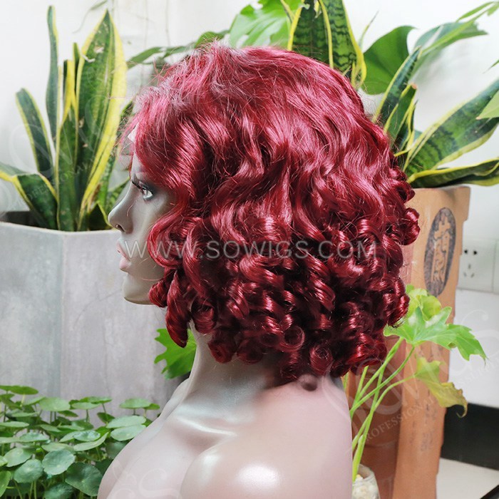 Short Bob Wigs Side Part 4x4 Lace Closure 200% Density Virgin Human Hair Natural Hairline BR-2284#