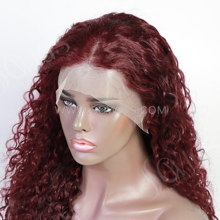 Water Wave 13*4 Lace Frontal Wigs 220% Density Virgin Human Hair Natural Hairline BR-XY-08#