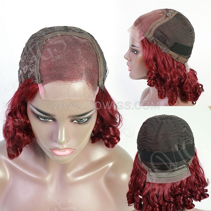 Short Bob Wigs Side Part 4x4 Lace Closure 200% Density Virgin Human Hair Natural Hairline BR-2284#