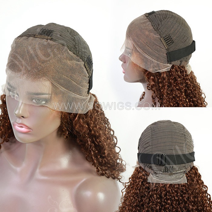 Deep Curly 13*4 Lace Frontal Wigs 220% Density Virgin Human Hair Natural Hairline BR-23028#