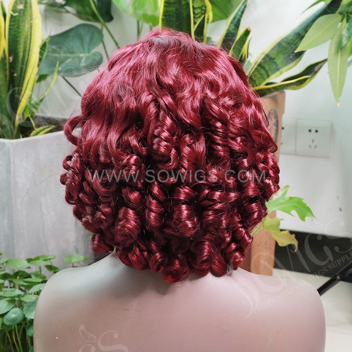 Short Bob Wigs Side Part 4x4 Lace Closure 200% Density Virgin Human Hair Natural Hairline BR-2284#