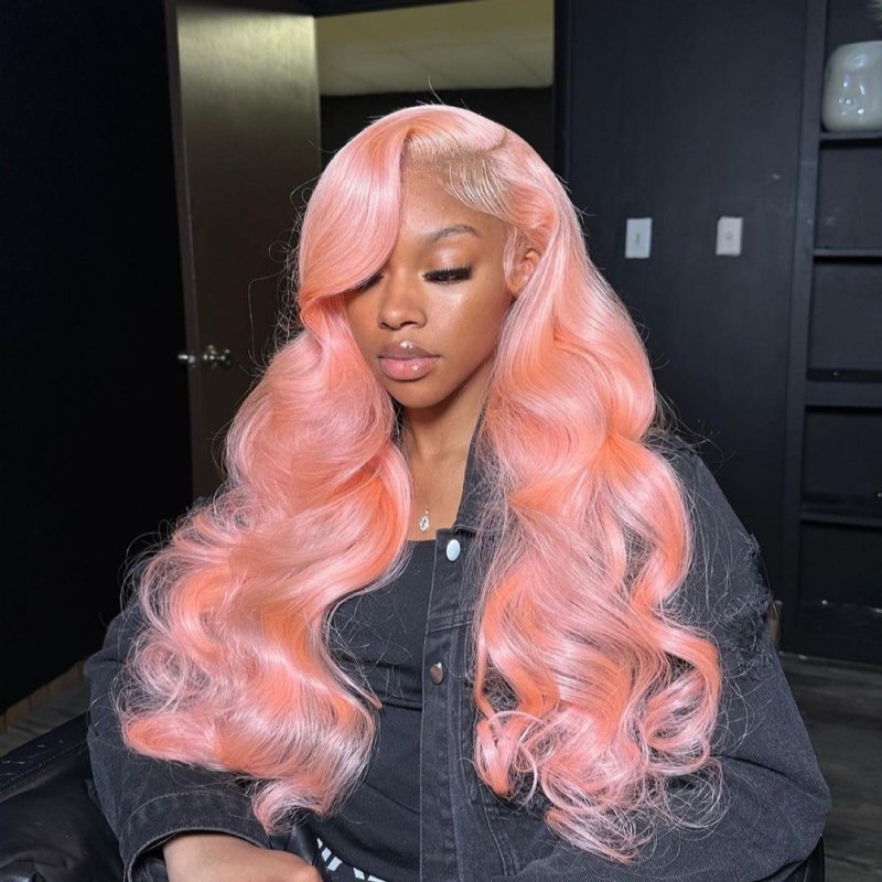 Pink Hair 13*4 Lace Frontal Wigs 130% /180% Density 100% Unprocessed Virgin Human Hair Wigs
